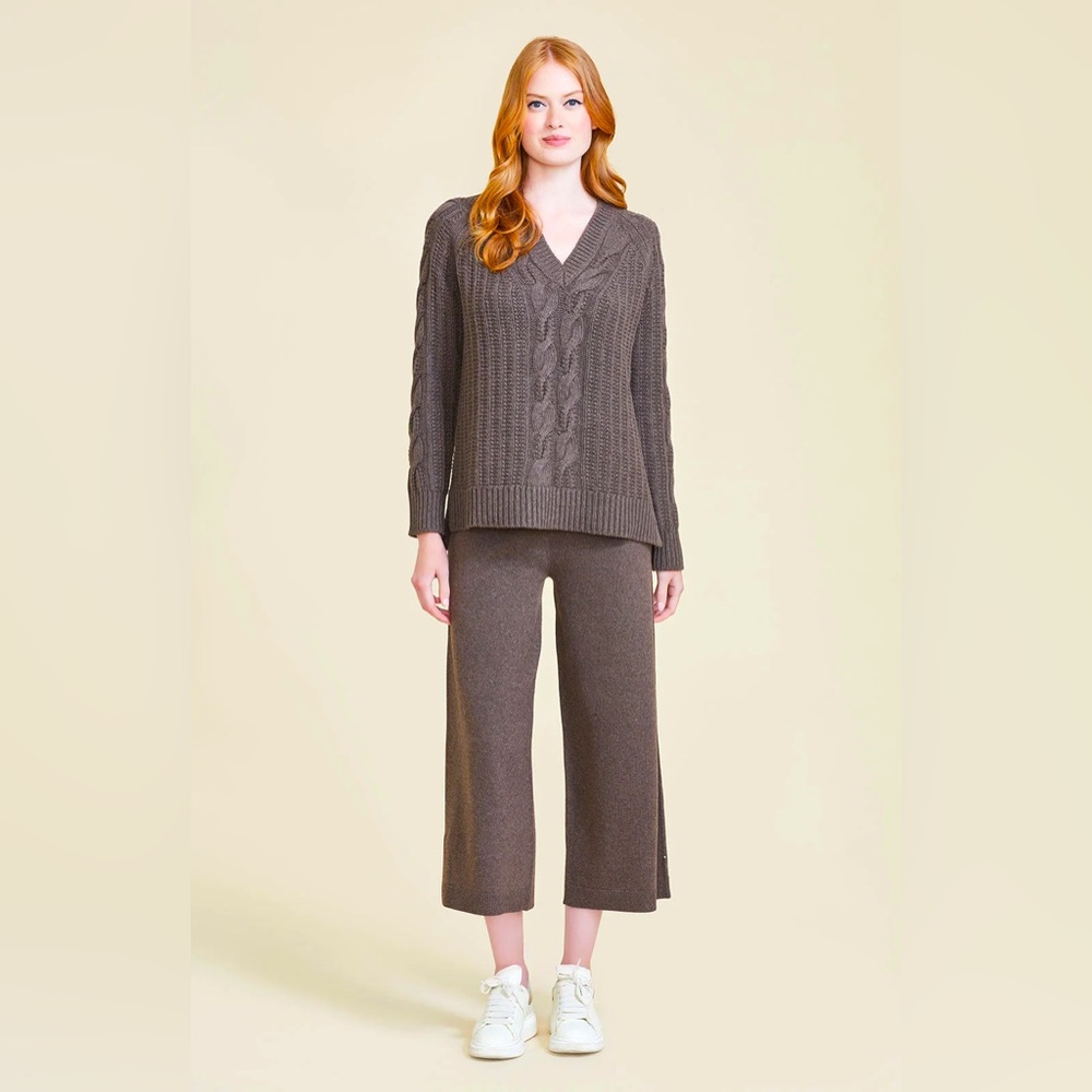Pearl by Lela Rose- Knit Cropped Pant in Chestnut, size XS
